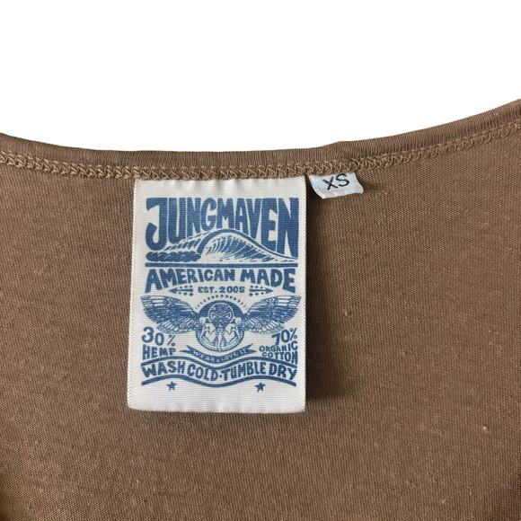 Jungmaven Zuma Scoop Neck Tee Coyote Brown XS Hemp Organic Cotton Relaxed - Picture 4 of 5